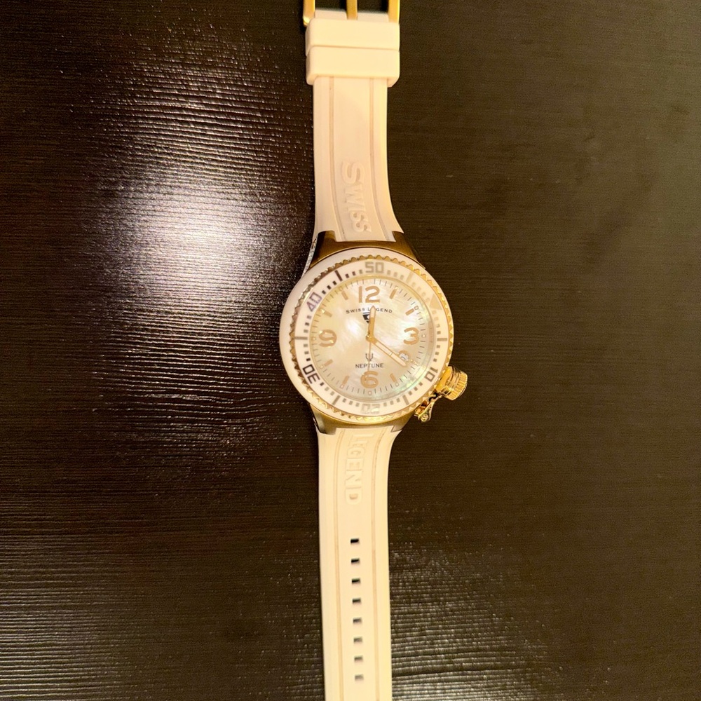 Swiss Legend Women's Watch with Cream Strap and Gold Details